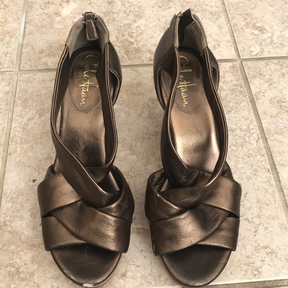 Cole Haan bronze wedges